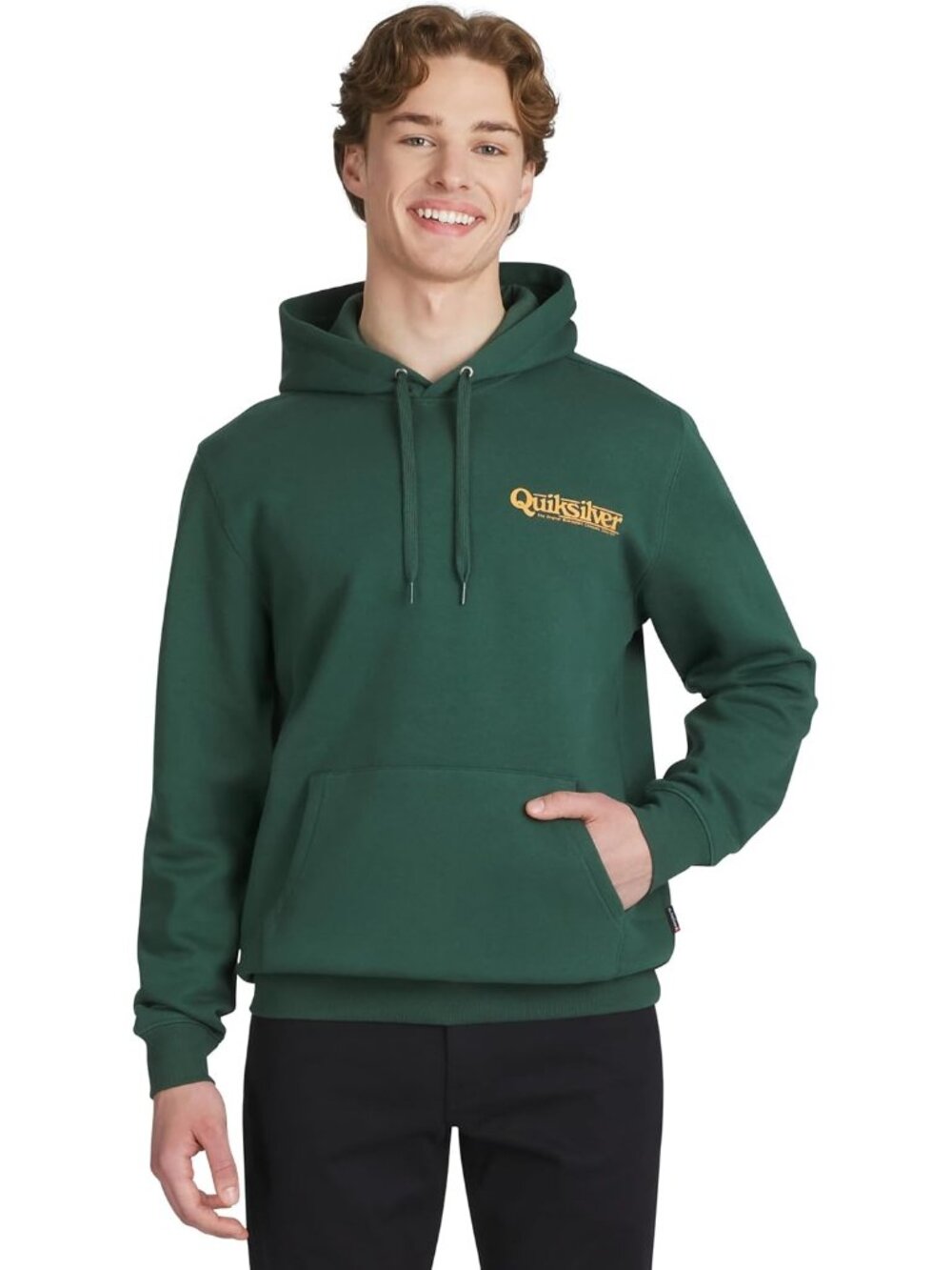 Quiksilver Men's Green Topiary Regular Fit Super Soft Fleece Sweatshirt Hoodies